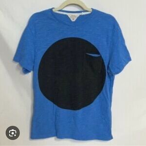 Rag&Bone Blue T-Shirt with Black Circle Design Tech Jersey T Shirt